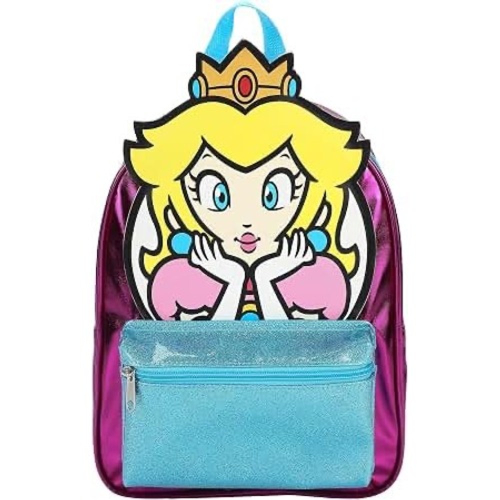 NWT Bioworld Nintendo Super Mario Bros. Princess Peach Glitter Metallic Backpack